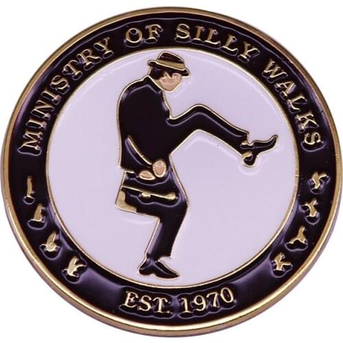 Ministry of silly walks badge Monty Python Flying circus perfect capture classic British comedy jewelry