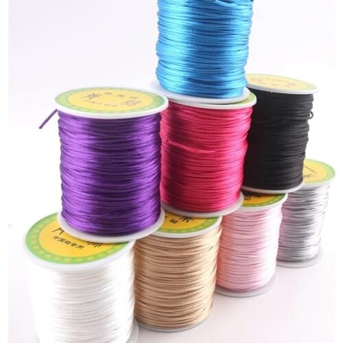 1pc 1mm 75m Satin Silk Rope Nylon Cord Colorful Baby Teether Accessories Teething Necklace Rattail Cord DIY Tool Silicone Bead