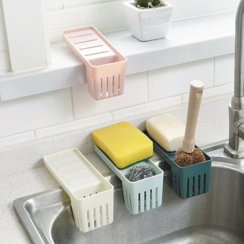 1pcs Sink Shelf 4 Colors Plastic Sucktion Cup Soap Sponge Drain Rack Kitchen Faucet Storage Basket Sink Kitchen Accessories