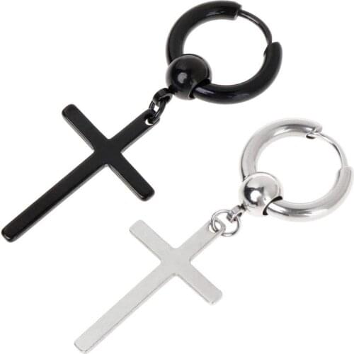 1pc Chic Earrings Korea Kpop Jewelry Cross Pendant Dangle Charm Gifts Party Fashion V DNA Women Men Accessories N2UE