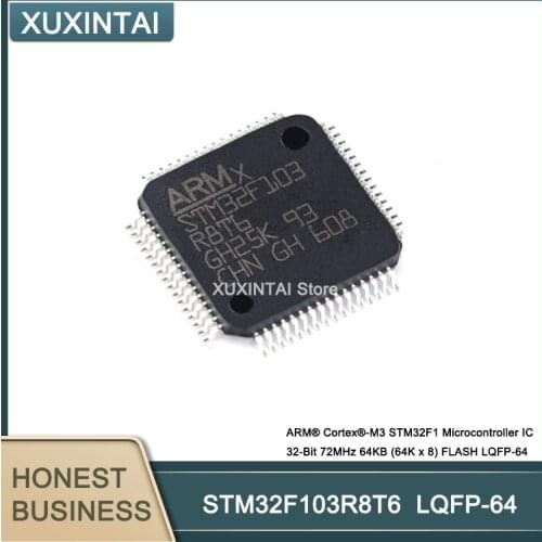 10Pcs/Lot STM32F103R8T6 ARM® Cortex®-M3 STM32F1 Microcontroller IC 32-Bit 72MHz 64KB (64K x 8) FLASH LQFP-64