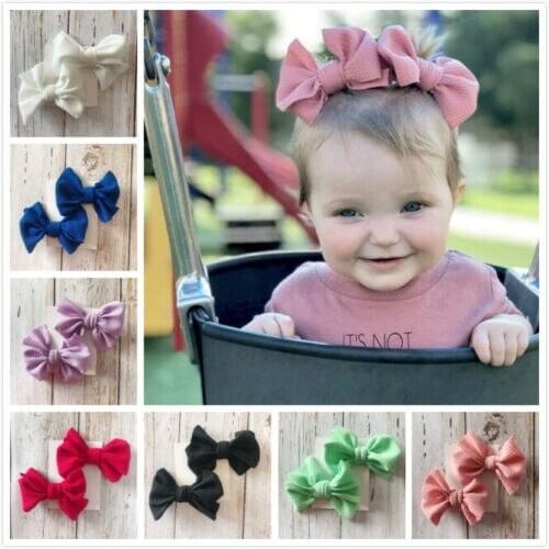 2Pcs Infant Kids Baby Girls Hair Bow Clips Ribbon Bowknot Barrettes Hairpins Headwear