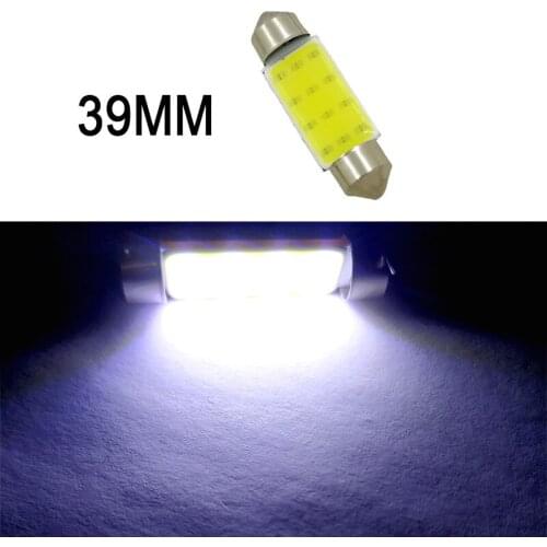 50Pcs White Festoon LED COB Bulbs 39mm Car Bulb For Auto Dome Map Reading License Plate Lights 12V