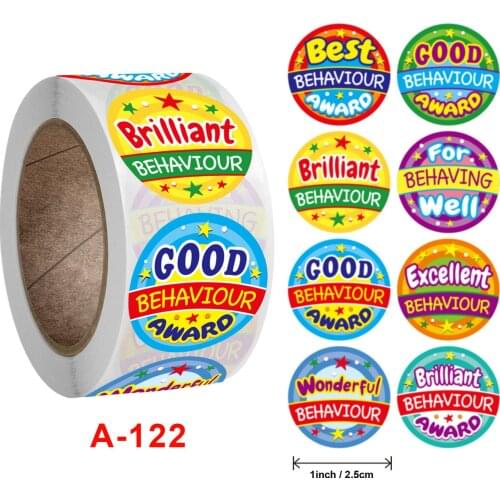 500Pcs Reward Stickers English Very Good Cartoon Cute Words for School Student Kids Classic Toy 1 inch Encouragement Sticker