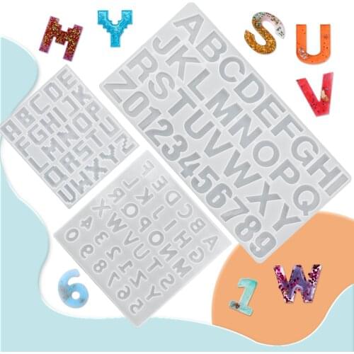 Alphabet Epoxy Resin Mold Kit Ornament Backward Letter Resin Silicone Mold Drill Number Mould For Keychain Making Jewelry DIY