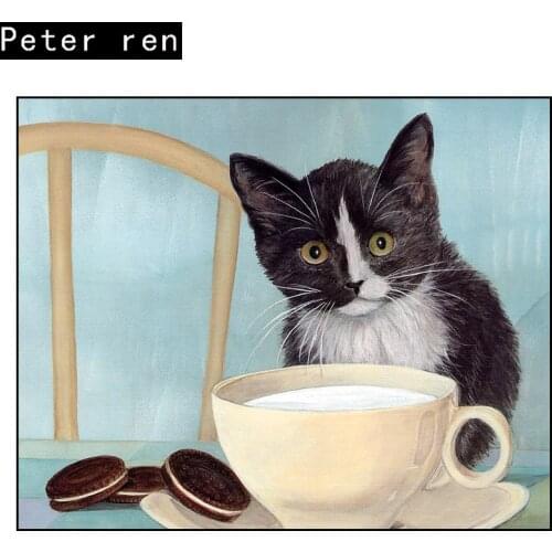 Diy Diamond Painting Cross Stitch Kits Diamond Embroidery Cute Breakfast Cat Square Handmade Mosaic Full Drill Rhinestone Paste