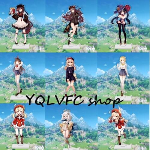 Anime Figure Genshin Impact Zhongli Diluc Venti Klee Keqing Qiqi Acrylic Stand Model Plate Desk Decor Standing Sign Fans Gifts