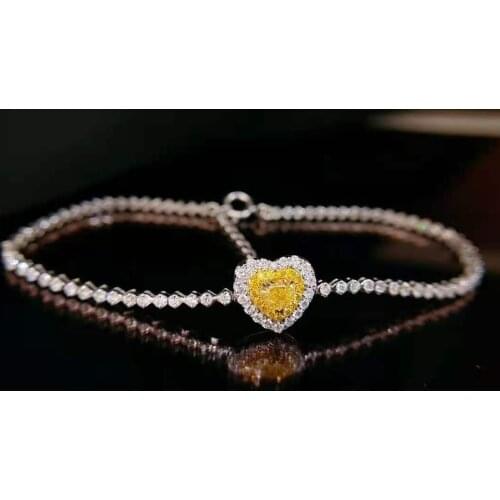 Real gold 18k(au750) heart-style natural diamond chain bracelet jewelry for lady&life wear&wedding&gift