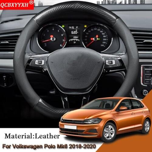 Car Steering Wheel Cover Car Steering-wheel Hubs Interior Auto Accessories Fit For Volkswagen Polo MK6 Virtus Sedan 2018-2020