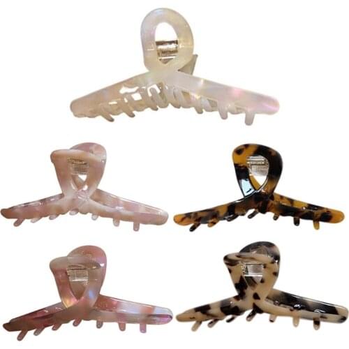 Elegant Cellulose Acetate Hair Claw Romantic Shiny Colorful Leopard Print Banana Clips Clamp French Nonslip Sweet Vintage Barre