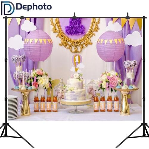 Dephoto Birthday Photography Backdrops balloon colorful ice cream Dessert table Background photobooth photocall photo studio