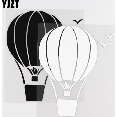 YJZT 13.2X15.5CM Personality Hot Air Balloon Flies Into The Sky Funny Car Sticker Vinyl Decals Black / Silver 10A-0283