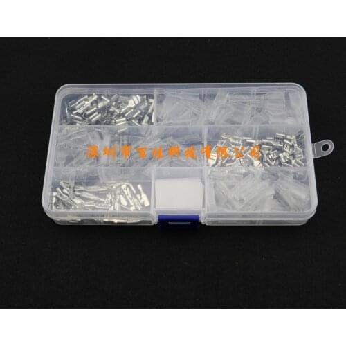 Box 2.8/6.3/4.8 inserted spring + 50 sets of sheath plug type cold pressing copper wire connector terminals