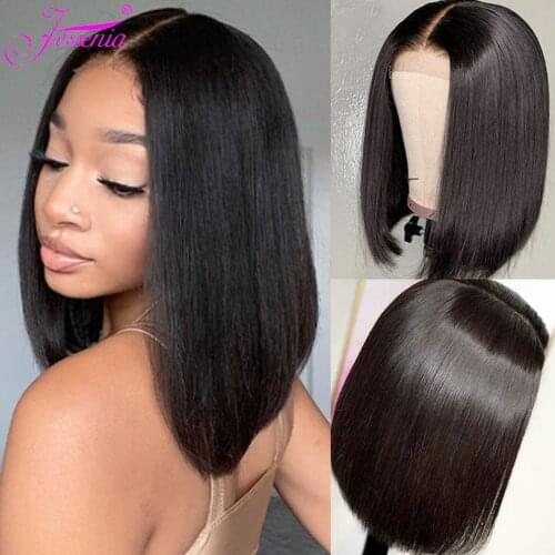 Bob Wig Lace Closure Human Hair Wigs Jessenia 4x4 PrePlucked Straight For Women perruque cheveux humain couleur Cheap 100% human