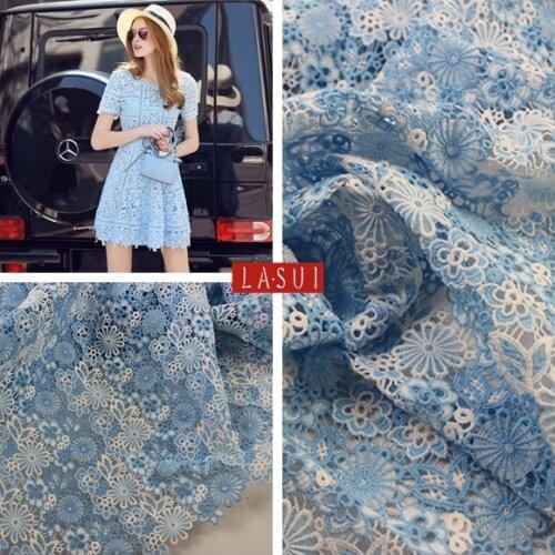 LASUI 2017 New product LASUI Color milk silk embroidery water lace fabric thickening hook flowers hollow fabric S0029