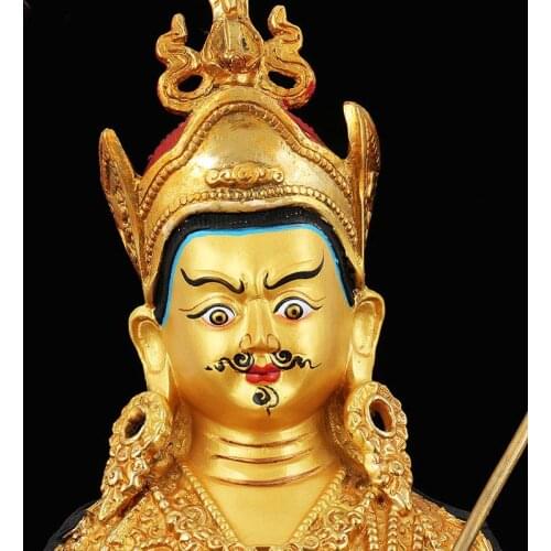 TOP GOOD HOME OFFICE Talisman House Protection # Tibetan Buddhism Padmasambhava Gilding bronze statue 33 CM