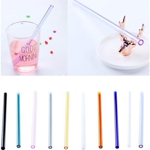 Reusable Pyrex Glass Drinking Straw Straight Jiuce Water Drinking Straws for Home Wedding Birthday Party, 11 Colors Available