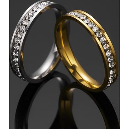 Luxury Zircon Couple Rings For Men Engagement Wedding Ring Women Punk Stainless Steel Ring Korean Fashion Jewelry Exquisite Gift