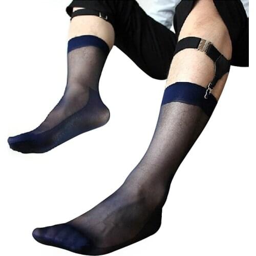 Mens Ultra Sheer Thin Socks Sexy Transparent Formal Dress Suit Socks Male Fetish Collection Socks Nylon Silk Socks