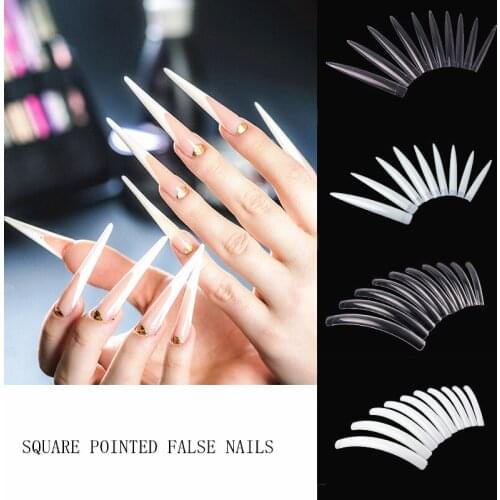 Extra Long Full Cover Nail Tip for Extension Cover Salon Nail False 10Different Size C Curve Transparent Natural France Manicure