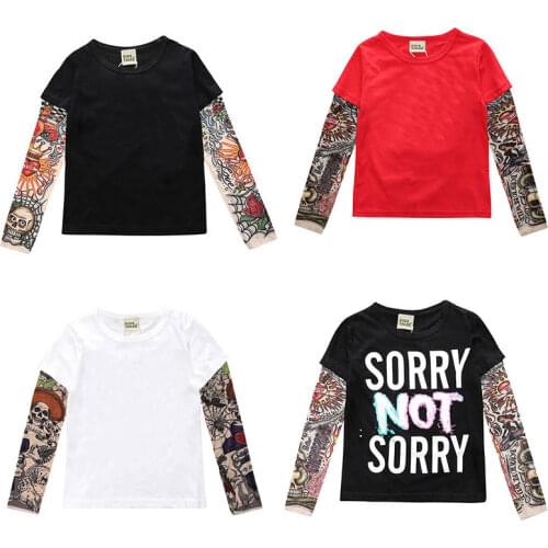 New Novelty Tattoo 2-7Year Long Sleeve Children T-Shirts Cotton Boys T Shirt Kids TShirt Autumn Kids Girls Tops Children Clothes