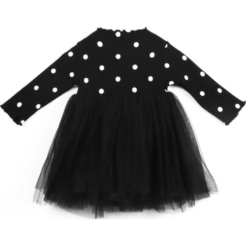 NEW Cute Newborn Kids Baby Girl Dress Long Sleeve Knitting Polka Dot Lace Tutu Dress 0-4Y