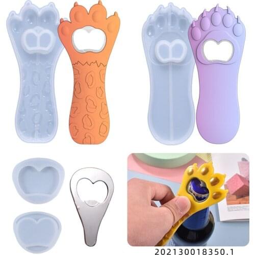 Cat Paw Bottle Opener Epoxy Resin Mold Keychain Pendant Silicone Mould Diy Crafts Jewelry Key Ring Decorations Casting Tools