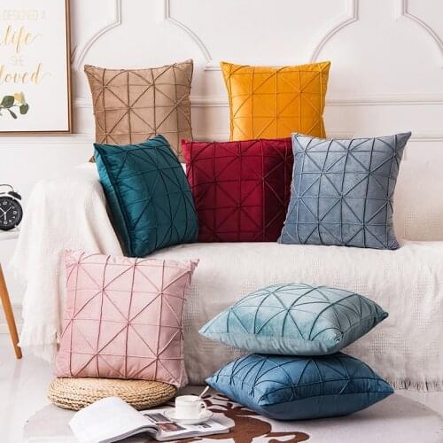 European-Style Solid Color Modern Pillow Cover Living Room Sofa Car Interior Decoration Cushion Netherlands Velvet Soft Fabric