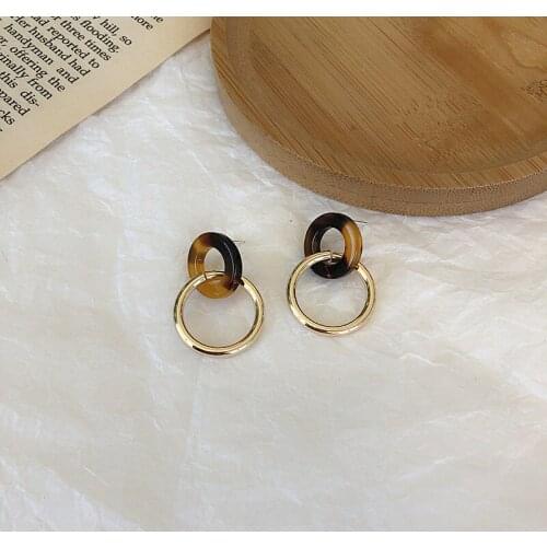 Origin Summer Korean Fashion Circle Leopard Geometrical Dangle Earings for Women Unique Design Hollow Out Earings Jewelry