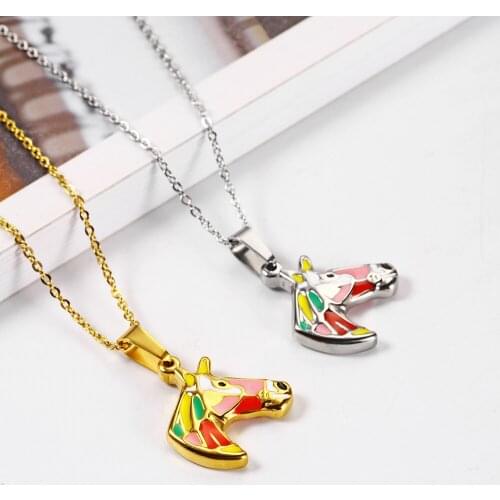 OUFEI Stainless Steel Unicorn Necklace Fashion Jewelry Woman Vogue 2019 Womens clothing Accessories Chain Bohemian