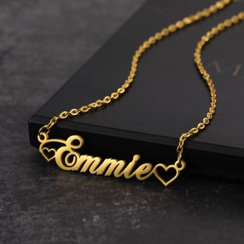 Personalized Heart Name Necklace Gift For Women Wedding Party Custom Gold Silver Stainless Steel Name Necklace