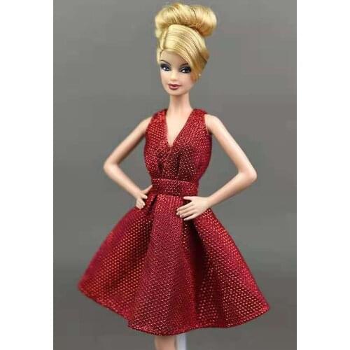 Wine V Neck Sleeveless Princess Dress 1/6 BJD Clothes for Barbie Doll Clothes Outfits Party Gown 11.5" Doll Accessories Toy Gift