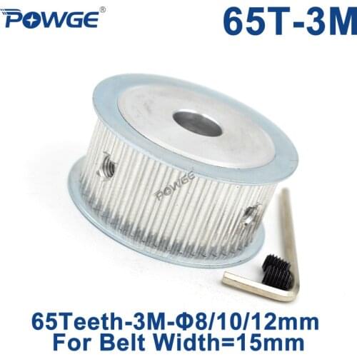 POWGE 65 Teeth HTD 3M Timing Pulley Bore 6/8/10/12mm for Width 15mm HTD3M Synchronous Belt gear pulley wheel gear 65T 65Teeth