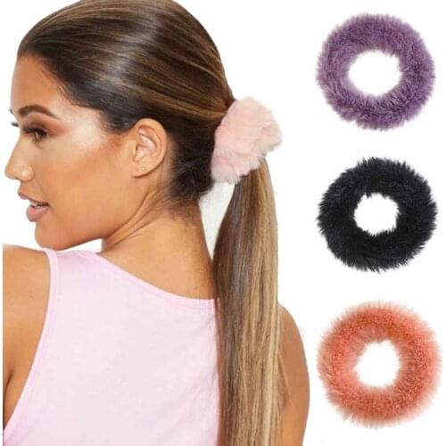 Haimeikang 2PCS/LOT Scrunchies Solid Color Elastic Hair Ropes Rubber Women Fashion Ponytail Holder Ties Hair Accessories Gift
