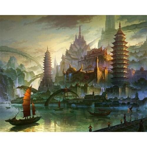 DRAWJOY Framed Landscape DIY Painting By Numbers On Canvas Acrylic Painting Wall Art For Living Room For Home Decor 40x50