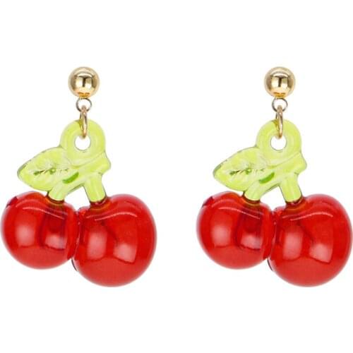 Retro Sweet Cherry Clip Earrings Girl Fruit Silver Needle Earring Fashion Pastoral No Pierced Ear Clips Women Dangle Jewelry