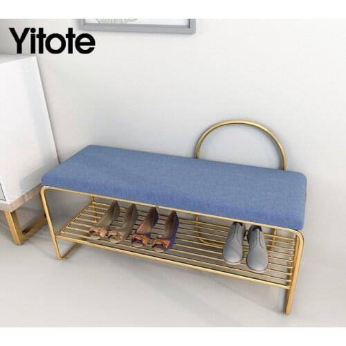YITOTE Shoe Changing Stool Entrance Nordic Shoe Stool Cabinet Door Sit in the Door to Try on Long Sofa