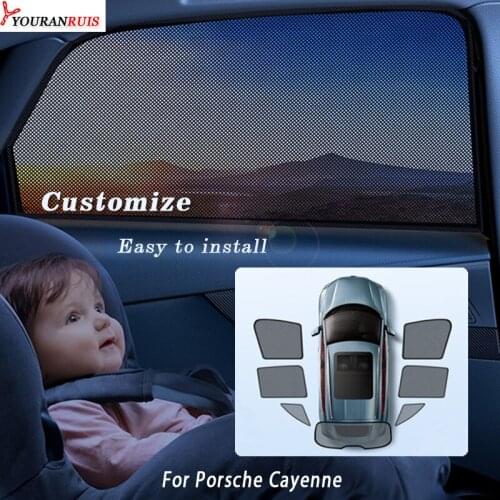 For Baby Kids Black Customize Car Side Windows Sunshade Mesh Curtain Visor Anti-UV For Porsche Cayenne