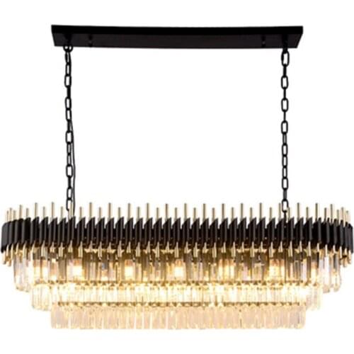 Modern Crystal Chandelier For Dining Room Luxury Kitchen Island Hanging Lighting Fixtures Black LED Chandeliers