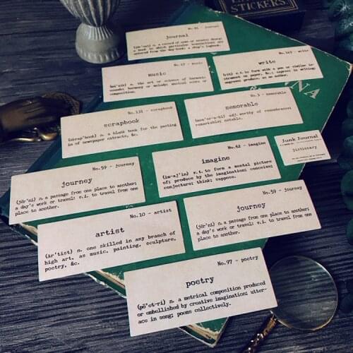 11Pcs Vintage Woven Dictionary Definition Sticker DIY Craft Scrapbooking Album Junk Journal Planner Decorative Stickers