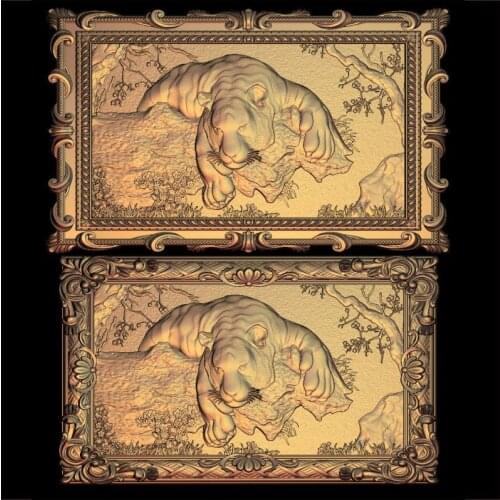2pcs/set Tiger 3D Model STL relief for cnc STL format Furniture The tiger mural 3D STL format furniture decoration