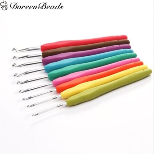 4.5/5/5.5/6/7/8 mm TPR Aluminum Crochet Hooks Pink Blue Red Colors DIY Crafts Sewing Needles 13.9cm(5 4/8") Long, 2 PCs