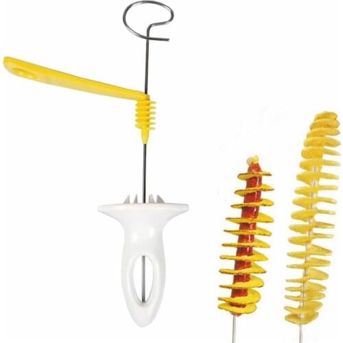 4 Spits Tornado Potato Spiral Cutter Kitchen Accessories Supplies Tools Slicer Spiral Potato Tower Chips Making Twist Shredder