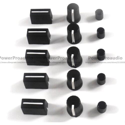 5PCS Rotary Knob+5PCS Fader Cap For Rane Mixer TTM 57 61 62 64 68 (Black)