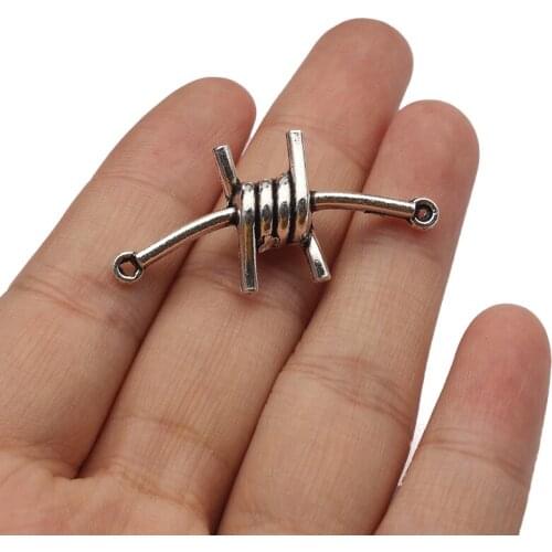5pcs Silver Color 3D Thorns Connector Charms Pendant Metal Accessories DIY Necklace Jewelry Crafts Making