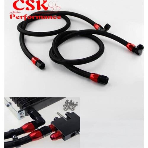 55" / 63" AN10 Stainless Steel/ Nylon Braided Oil/Fuel Line w/ Fittings Black/Silver