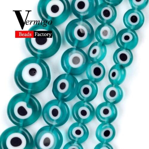 6/8/10mm Green Millefiori Evil Eye Spacer Beads for Jewelry Making Lampwork Crafts Loose Beads Diy Bracelet Accessories