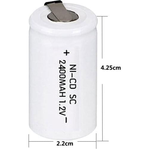 20Pcs SC S C 2400mah Sub C Ni-Cd Rechargeable Battey NiCd SUBC Cells Screwdriver Electric Drill Batteries Power Tool