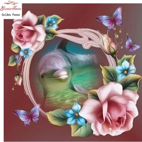 Diy 5d Diamond Painting Rose Ring Diamond Mosaic Picture Dolphin Cross Stitch Embroidery Pattern Handmade Gift