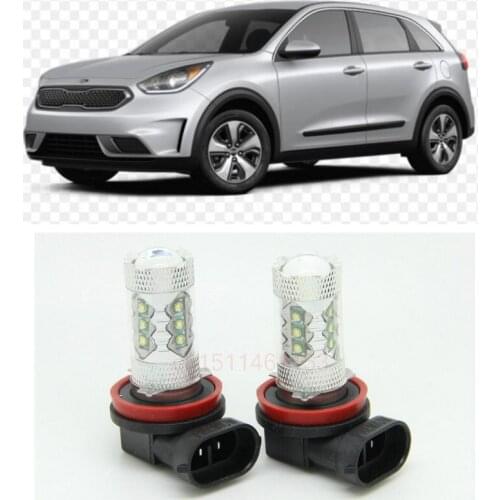 Car accessories Led Fog light Lamp Bulb For Kia Niro 2019 Cree Chip 80w Ultra Extremely Bright 6000K 16 SMD White